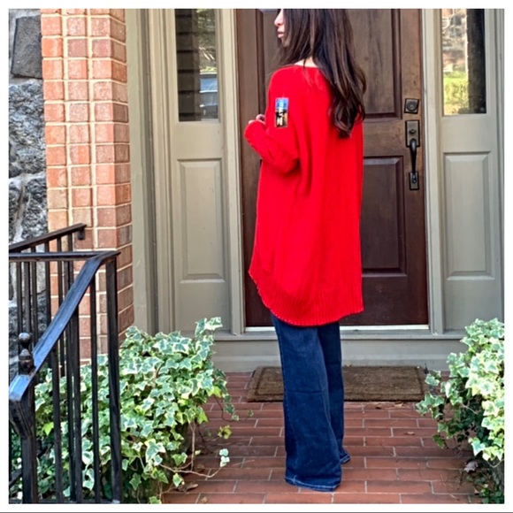 ✨LAST ONE ✨ITALY✨ red gorgeous loose fit sweater - Picture 3 of 8